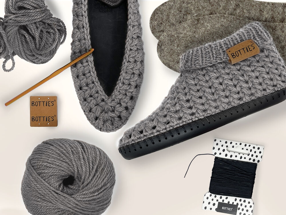 Botties® winter crochet Kit 3 XXS Alpaca Classico - Kiesel