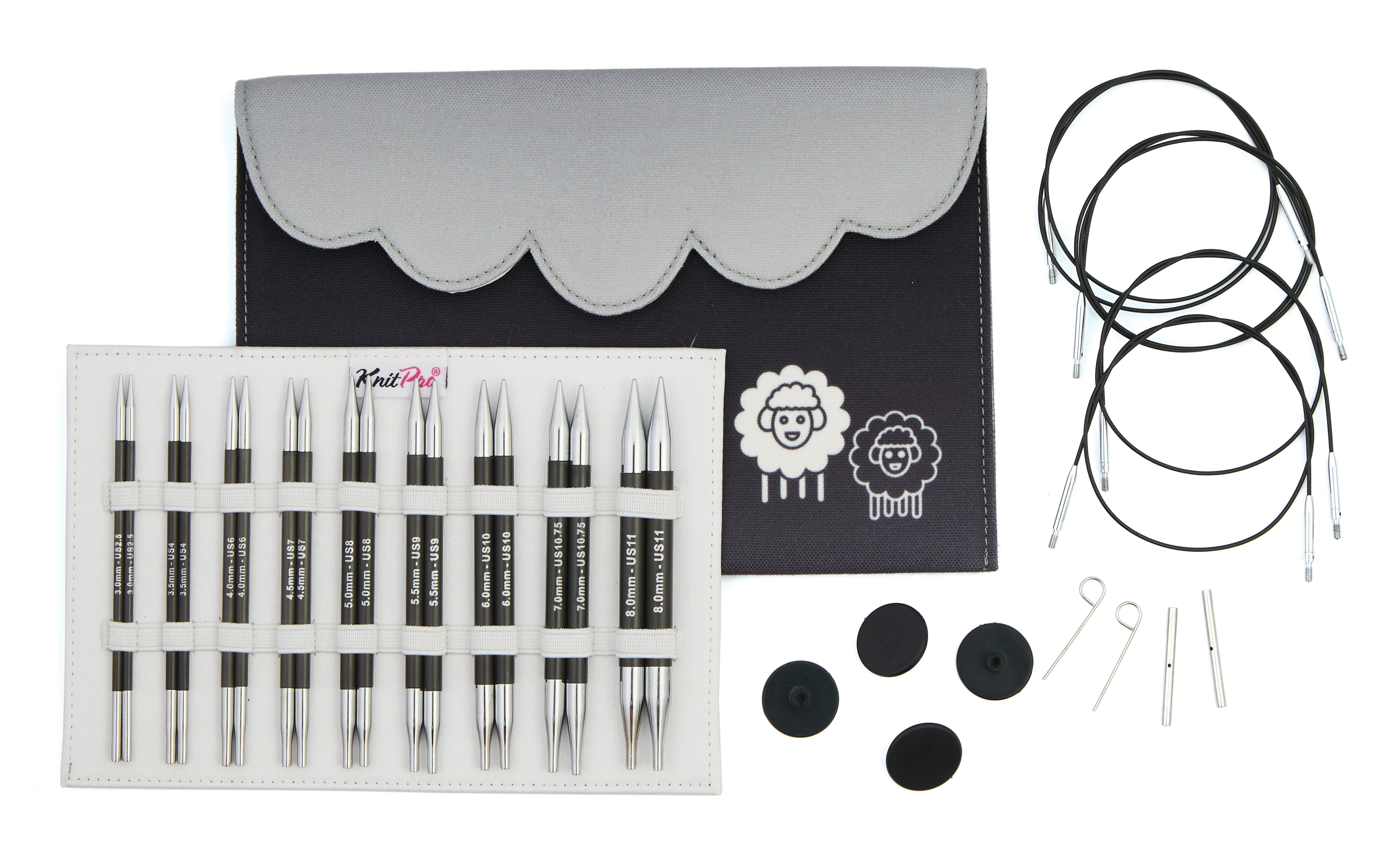 Nadelset Deluxe auswechelbare Nadelspitzen Karbonz  3,00 - 8,00 mm