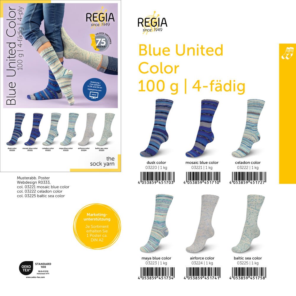 REGIA 4-fädig Color Blue United 5x100g 6kg Sortiment
