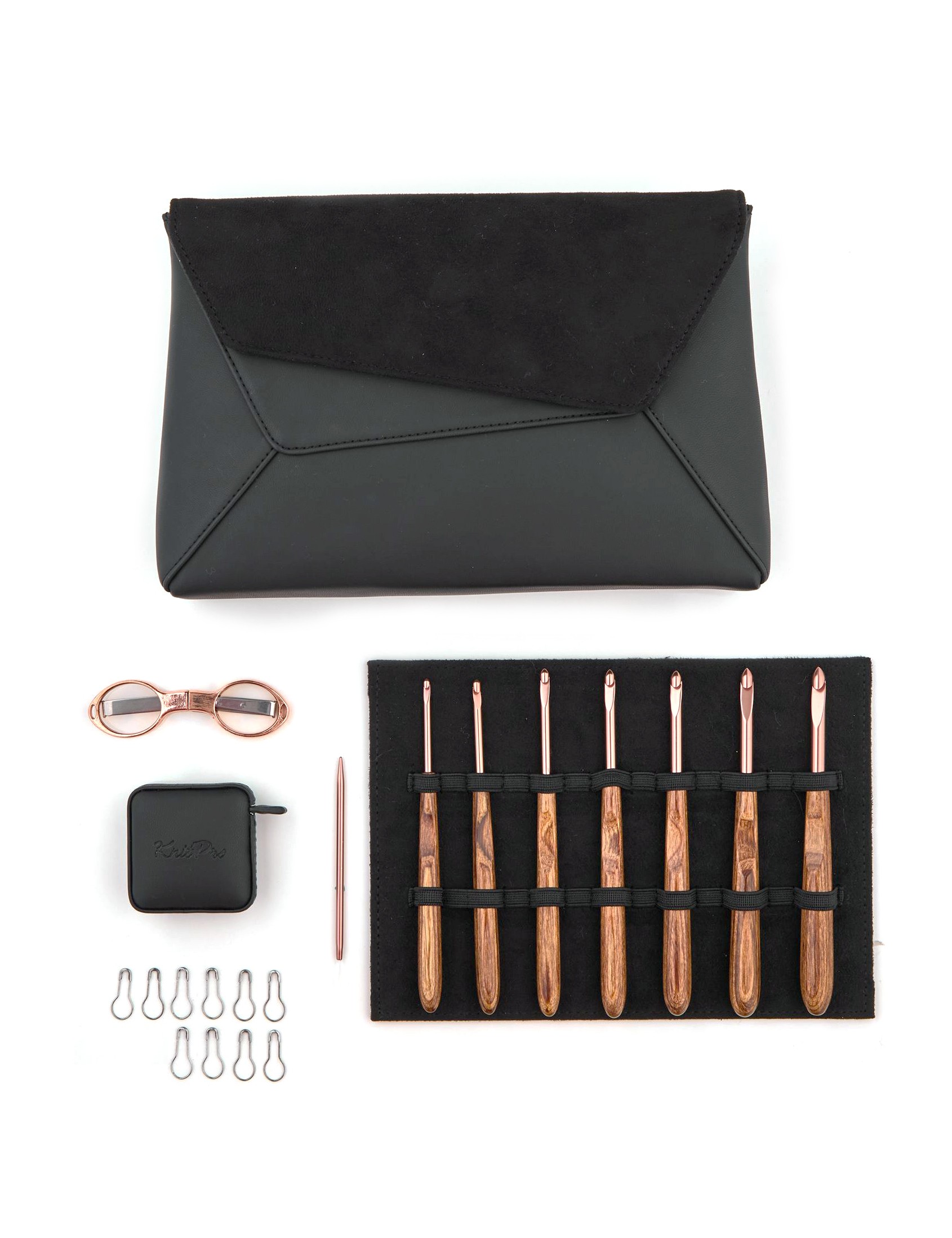 Häkelset Mellow Kupfer Häkelnadeln mit Holzgriff walnussfarben 3,0 - 6,0 mm