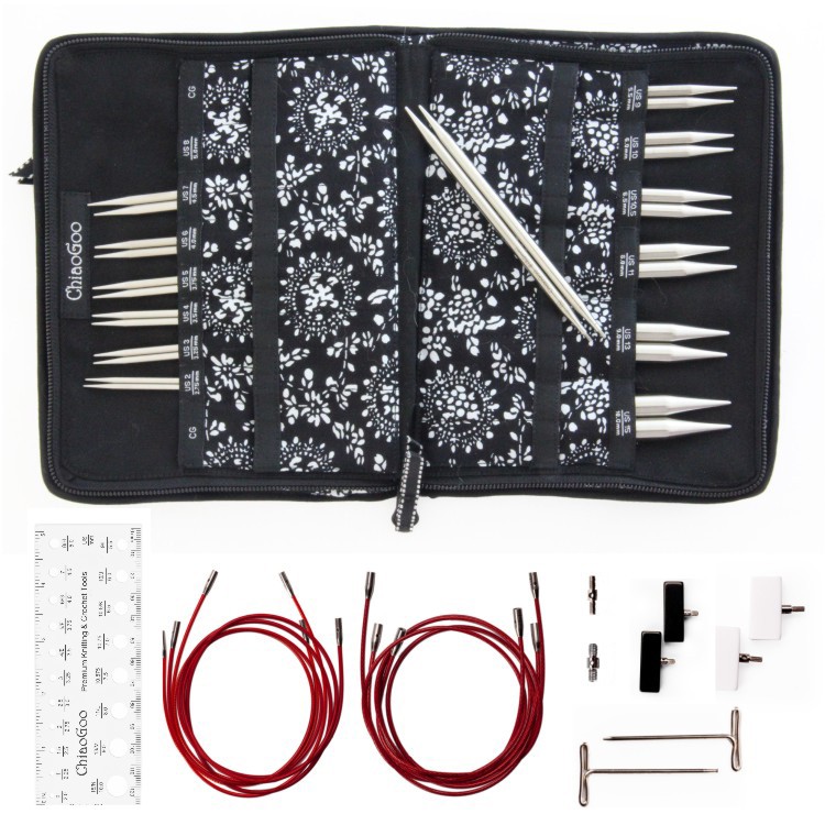 Nadelset auswechselbare Nadelspitzen TWIST RED LACE Complete 2,75-10,00 mm 13 cm