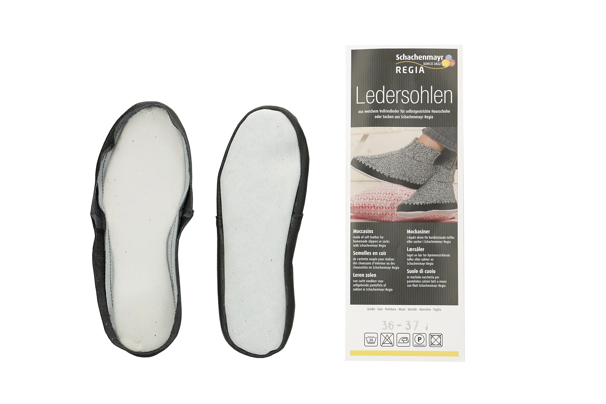 Ledersohlen für Hüttenschuhe Gr. 36-37 schwarz 1 Paar