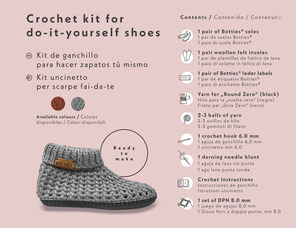 Botties® winter crochet Kit 3 XXS Alpaca Classico - Kiesel