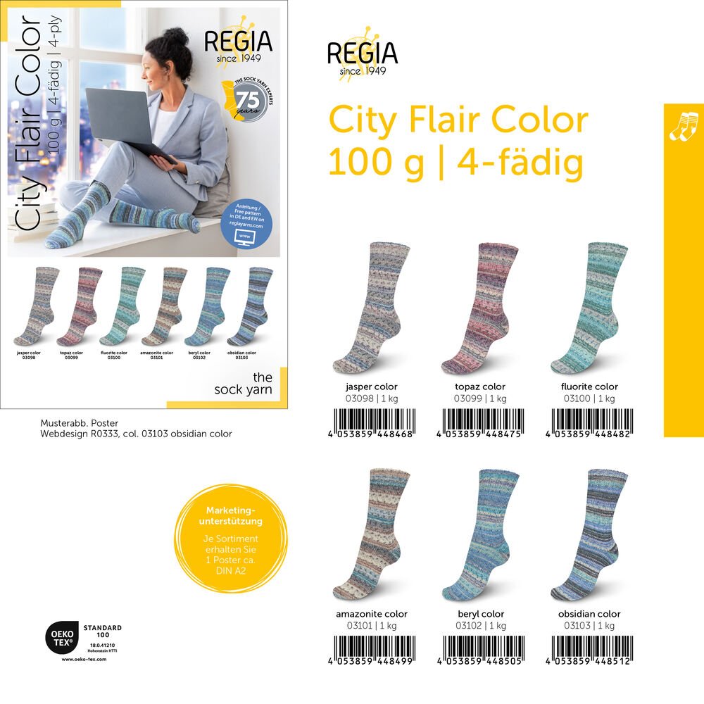 REGIA 4-fädig Color City Flair 5x100g 6kg Sortiment