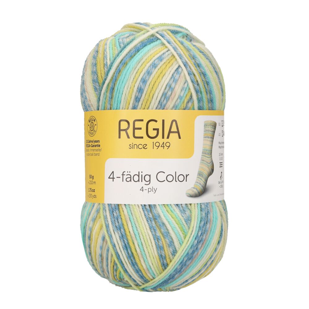REGIA 4-fädig Color 50g funky turquoise and lime color