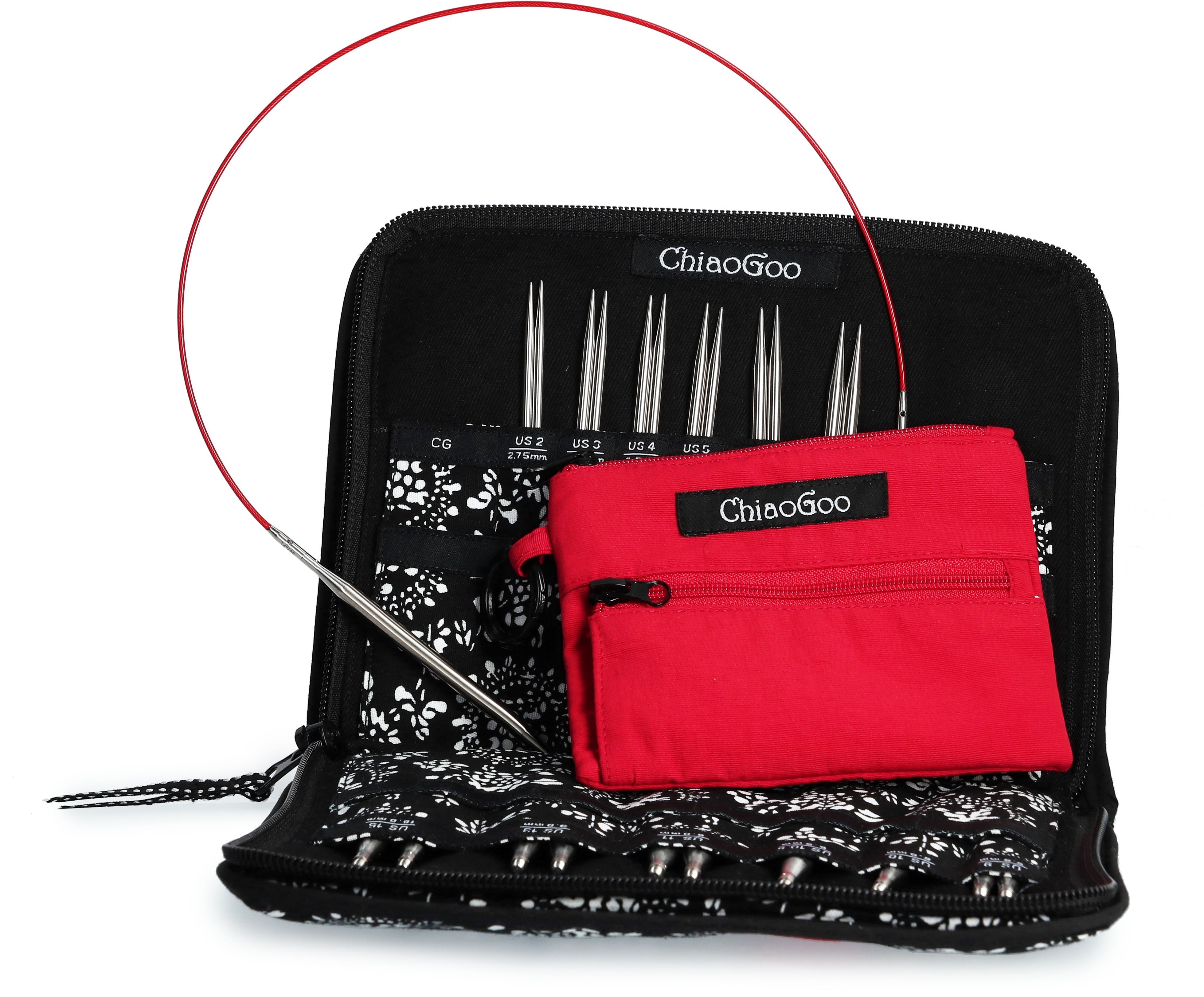 Nadelset auswechselbare Nadelspitzen TWIST RED LACE Small 2,75-5,00 mm 10 cm